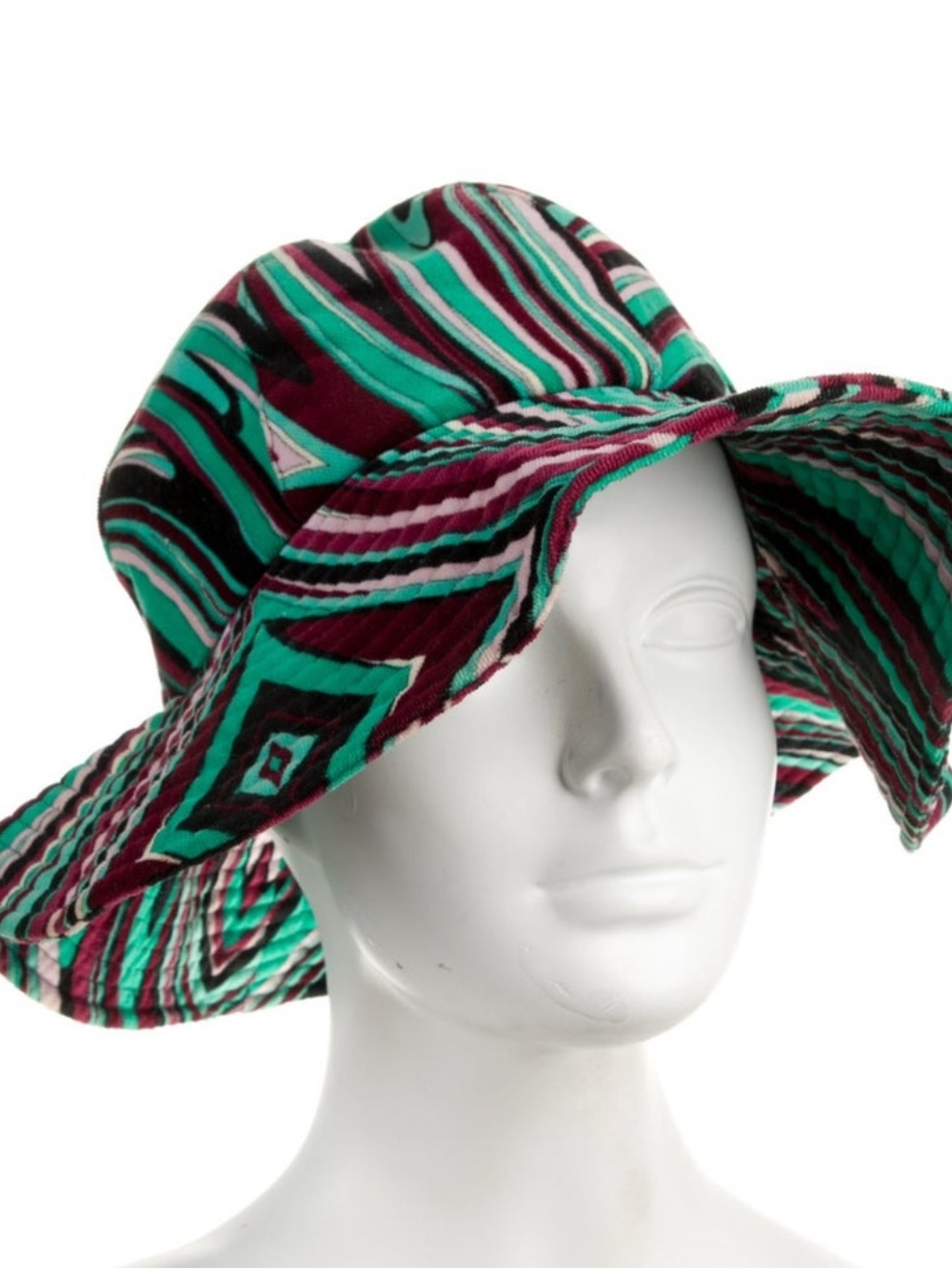 Emilio Pucci Striped Hat in Teal & Burgundy